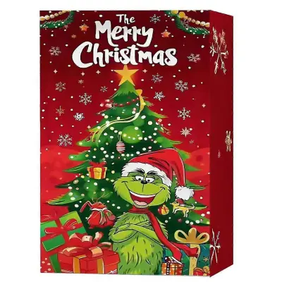 Grinch Adventni koledar Božična škatla za zavese 24 daril Zelena pošastna odštevalna škatla za zavese za noč čarovnic