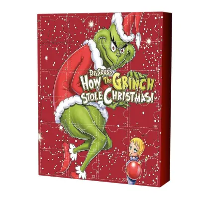 Grinch Adventni koledar Božična škatla za zavese 24 daril Zelena pošastna odštevalna škatla za zavese za noč čarovnic