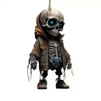 Skeleton Swing Avto Ornament Akril Spooky Skeleton Swing Obesek Rearview Decor Viseči Okrasni Okostnjaki Noč Čarovnic Avto