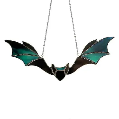 Vitraž za noč čarovnic Bat Suncatcher Okno Visi Akrilna stenska umetnost Suncatcher Dekor Mini velikonočne košare
