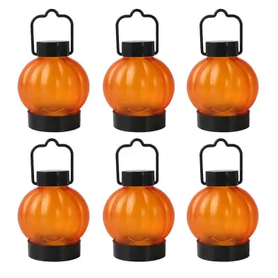 Pumpkin Lantern 6pcs Ghost Face Design Dekoracija za noč čarovnic, zahvalni dan, božične svečke za čajne svečke