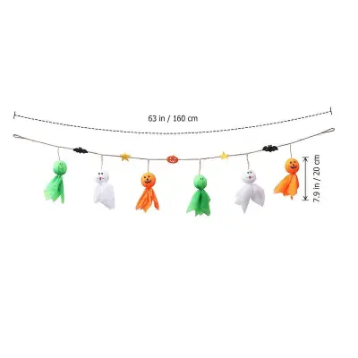 Dekoracija za zabavo za noč čarovnic Ghostly Puppet Doll Bunting Banner Fabric Pena 160x26x3 cm 1 komplet