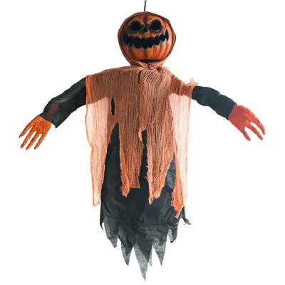Zunanji viseči okraski za noč čarovnic Pumpkin Ghost s srhljivim zvokom in svetlečimi očmi, 100 % novo