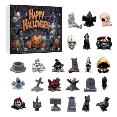 2025 Halloween 24 Days Nightmare adventni koledar s 24 kosi klasičnih figur lutk za noč čarovnic Blind Box za otroke in odrasle