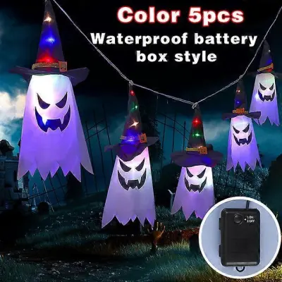 Halloween LED utripajoča lučka Viseči duh Halloween Party Dress Up Svetleča svetilka s klobukom čarovnika Horror Rekviziti Dekoracija domačega b