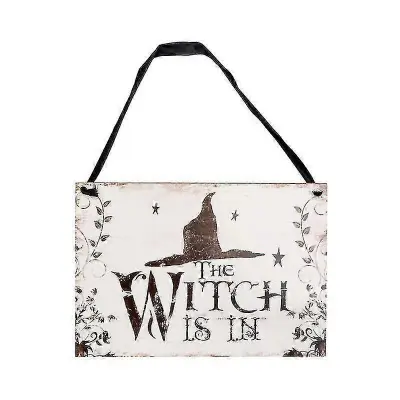Halloween Welcome Sign Viseča oznaka s čarovniškim klobukom Vzorec Dekoracija Rekviziti Za Vrata Okna Bar Nakupovalni centri Okraski za Noč Čarov