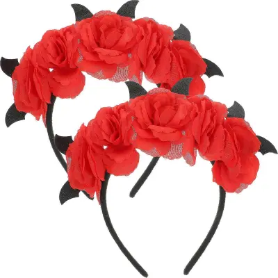 2 kosa naglavnih trakov za zabavo za noč čarovnic Cosplay trak za lase za zabavo Dodatek za lase Flower Bat Naglavno okrasje
