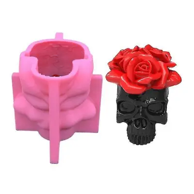 3d Rose Skull Silikonski Kalup Epoksi Smolo Litje Kalup Diy Sveča Mavec Pero Držalo Noč Čarovnic Dekoracija Za Diy Crafts Making