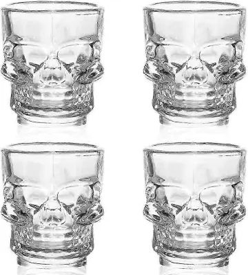 Komplet 4 kozarcev Skull Shot - 50 ml posoda za pijačo za zabavo za noč čarovnic | Trpežna zasnova za zabavna praznovanja in srečanja