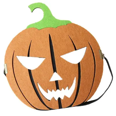 Pumpkin Design Strašljiva maska ​​iz klobučevine za noč čarovnic, dekoracija, dodatek za zabavo, velikost 22 X 18 X 0 5 cm, 1 kos