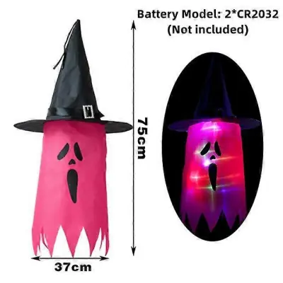 Halloween LED utripajoča lučka Viseči duh Halloween Party Dress Up Svetleča svetilka s klobukom čarovnika Horror Rekviziti Dekoracija domačega b