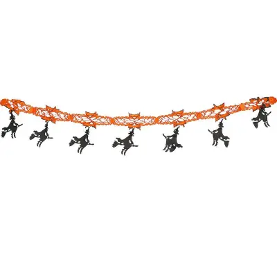 Halloween Party Dekorativni verižni okraski Girlanda vrvice čarovnice, oranžna 34,00 X 13,50 X 0,10 CM Papirnate družine, 1 kos