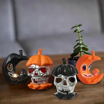 Halloween Decor Pumpkin Skeleton Lantern Halloween Glowing Pumpkin LED Lights Lamp for Haunted House Okraski za noč čarovnic na prostem