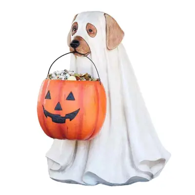 Držalo za skledo za sladkarije Ghost Dog, stojalo za sladkarije za noč čarovnic, skleda za trik ali poslastico, primerna za notranjo dekoracijo miz