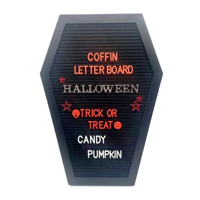 Pisemska tabla iz klobučevine za krsto s črkami Spooky Letter Board Gotska tabla za sporočila Tabla s črkami za zabavo za noč čarovnic, oranžna