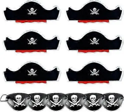 12-delni komplet gusarskih klobukov s potiskom lobanje in zavezanimi očmi, piratski klobuki za noč čarovnic za odrasle in otroke