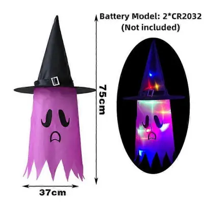 Halloween LED utripajoča lučka Viseči duh Halloween Party Dress Up Svetleča svetilka s klobukom čarovnika Horror Rekviziti Dekoracija domačega b