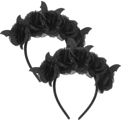 2 kosa naglavnih trakov za zabavo za noč čarovnic Cosplay trak za lase za zabavo Dodatek za lase Flower Bat Naglavno okrasje