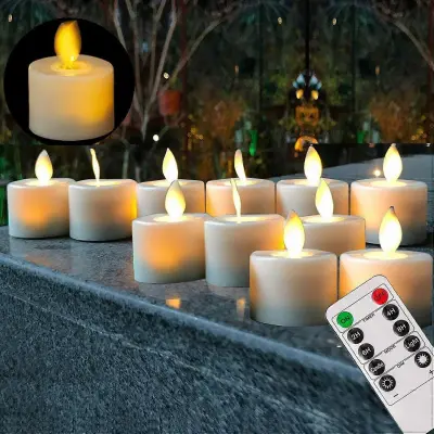 Baterijske brezplamenske ponarejene sveče za čajno lučko 12 kosov, utripajoči mobilni stenj LED čajne lučke Božična zabava za noč čarovnic