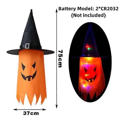 Halloween LED utripajoča lučka Viseči duh Halloween Party Dress Up Svetleča svetilka s klobukom čarovnika Horror Rekviziti Dekoracija domačega b