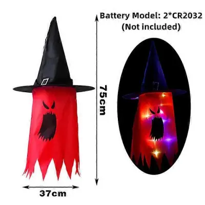 Halloween LED utripajoča lučka Viseči duh Halloween Party Dress Up Svetleča svetilka s klobukom čarovnika Horror Rekviziti Dekoracija domačega b