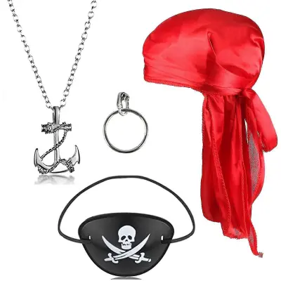 4-delni komplet dodatkov za piratske kostume, komplet modnih oblek za otroke in odrasle za zabavo za noč čarovnic