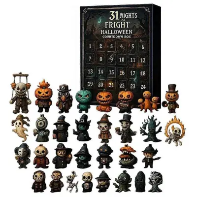 7-31Days of Fright Halloween Countdown Box 2025 adventni koledar - strašne zbirateljske lutke, srhljiva presenečenja za otroke in odrasle