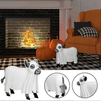 Halloween Ghost Little Cow Decoration 2024 Nova Krava Lobanja Rekviziti, Smola Krava