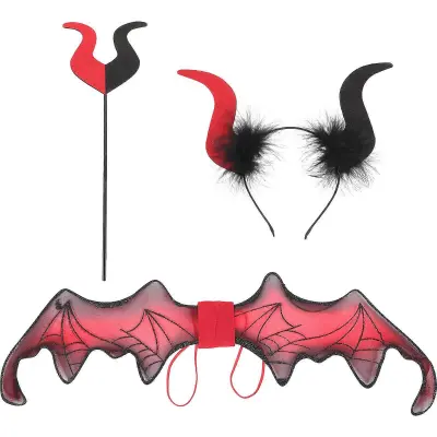 1 komplet Halloween Wing Ox Horn Trak za glavo Wand Prop Devil Horns Trak za glavo za Cosplay