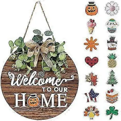 Dekoracija za vhodna vrata okrogla lesena girlanda Halloween Christmas home 30*30*0,5 CM.