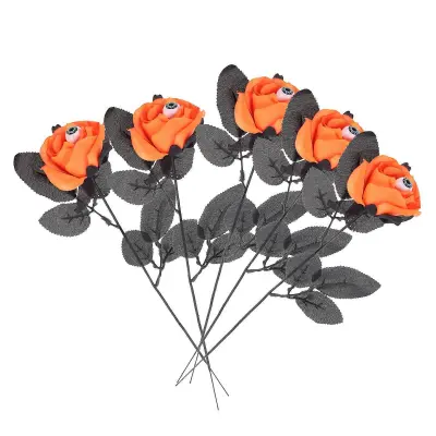 Umetne rože Faux Roses Halloween Party Trick Dekoracija za Horror Party 41CM Oranžna 5Pcs