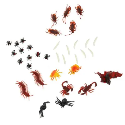 Halloween Party Prank Prop Simulacija Set Pajek Škorpijon Ščurek Stonoga Oblike Pvc Različne Barvne Dekoracije 100Pcs