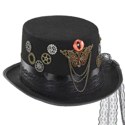 Steampunk klobuk klobuk Steampunk klobuk Steampunk klobuk Time Traveler Halloween Party Steampunk cilinder Steampunk dodatki Črna