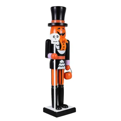Pumpkin Decoration Nutcracker Soldier Lesena Halloween Party Namizna polica Prikaz 38.00X9.00X8.00CM Tradicionalni čar 1Set