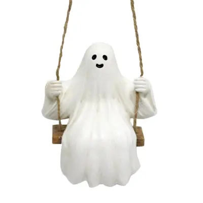 Swing Ghost Statue Indoor Outdoor Halloween Decor Smola Ghost Figurice Smešno Drevo Viseči Okraski