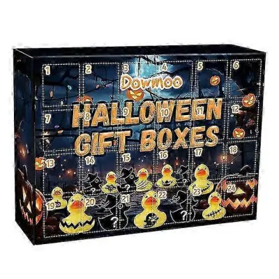 Halloween Duck Adventni koledar, Advent Countdown 24 Mreža Presenečenje Dekoracija Gumijasta Račka Slepa Škatla Igrača