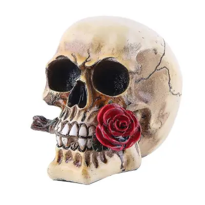 Rose Skull Resin Skeleton Desk Dnevna Soba Halloween Party Ghost House Horror Rekviziti Medicinske Kalup Bar Vrt Dekoracija Doma