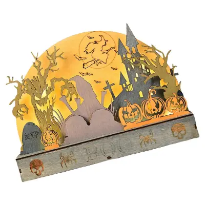 Halloween Party Pumpkins Bridge Light Decoration, LED Haunted Atmospheres Enhancers for Indoor Grey