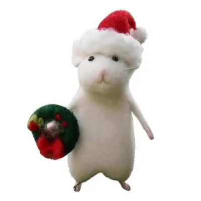 2PCS Halloween Mouse Ročno izdelana volnena klobučevina Božični miška Ornament Igle polstene buče Živali Dekoracija A