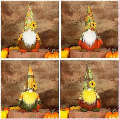 4 kosi Gnomes Decor, Faceless Doll, Halloween, Thanksgiving Jesen Kmečka hiša Pumpkin GNOME Doll Festival Decoration