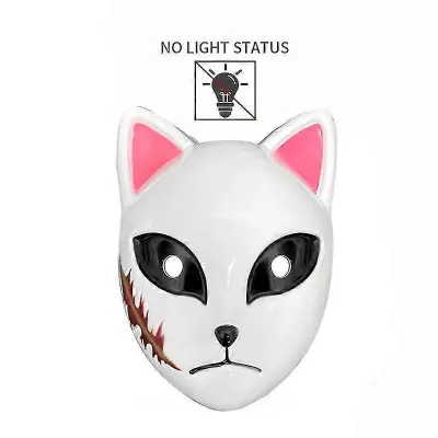 Jianghuo Halloween Led Glowing Cat Face Mask Cool Cosplay Neon Demon Slayer Fox Maske Za Darilo za Rojstni Dan Carnival Masquerade Party Decor