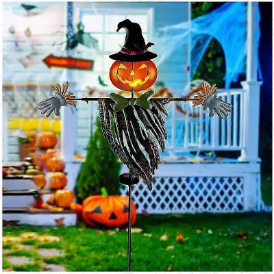 Jianghuo Halloween Decor Lights Solarni okostnjak Viseče luči Smola Vrtna dekoracija Crow Zunanja Vodoodporna pokrajinska počitniška luč