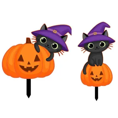 Akrilna Halloween Mačka Pumpkin Dvorišče Znak Okrasni Vrt Stake Party Dekoracija za Poroko, Rojstni dan, Počitniška zabava