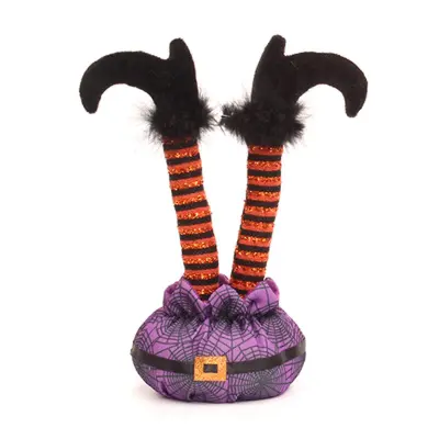 11'' Halloween Elf Legs Scandinavian Witch Handstand for Doll Festival Holiday Decor Home Tabletop Decoration Party Supp Vijolična