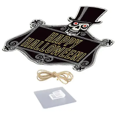 Halloween Haunted House Leseni znak na vratih za družine Črn leseni viseči okrasek 1Set
