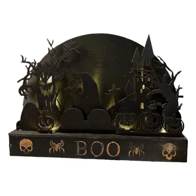 Halloween Party Pumpkins Bridge Light Decoration, LED Haunted Atmospheres Enhancers for Indoor Grey