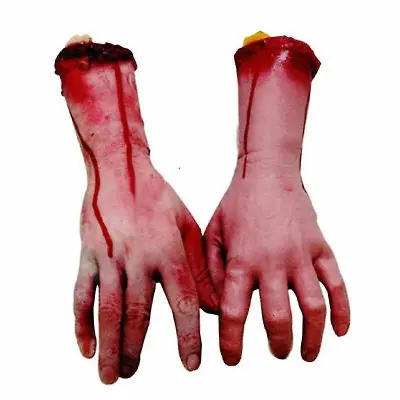 Scary Arm Hand Cut Off Bloody Horror Fake Latex Natural Size Arm Hand Scary Halloween Prop Haunted Party Decoration