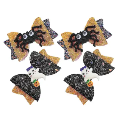 Bowknot sponke za lase pentlja sponka za lase Halloween Party različne barve železa pvc trak drži lase 4 kos