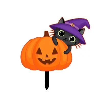 Akrilna Halloween Mačka Pumpkin Dvorišče Znak Okrasni Vrt Stake Party Dekoracija za Poroko, Rojstni dan, Počitniška zabava
