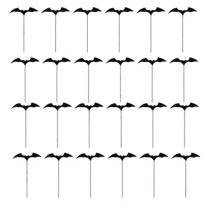 Bat Designed Cake Picks Halloween Party Cake Inserts Creative Black Acrylic Decoration 40Pcs